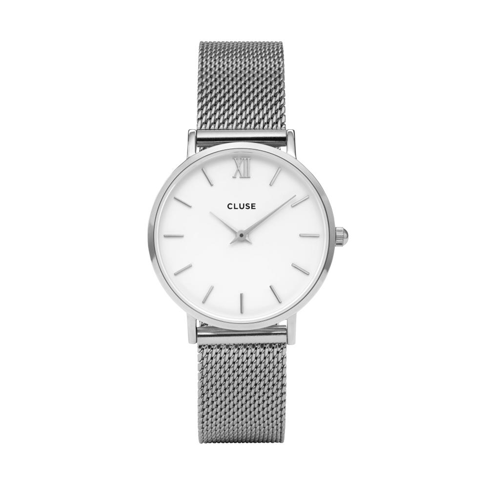 Cluse  Minuit Mesh Silver/White Watch